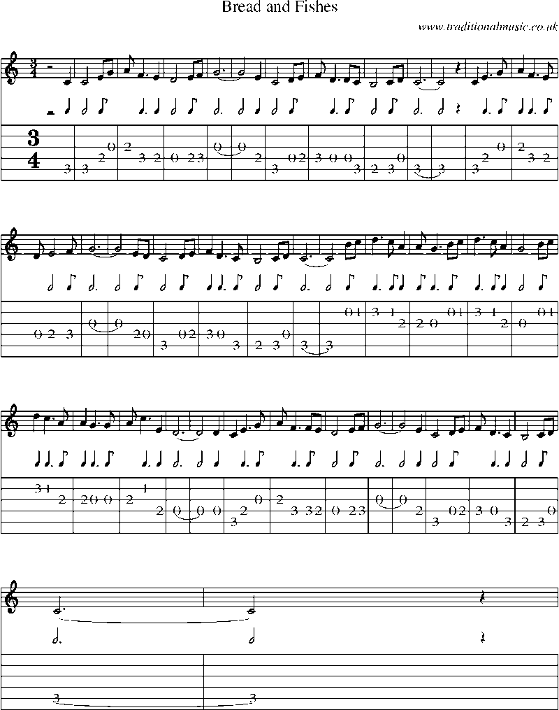 Guitar Tab and Sheet Music for Bread And Fishes