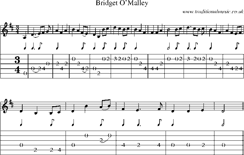 Guitar Tab and Sheet Music for Bridget O'malley