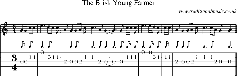 Guitar Tab and Sheet Music for The Brisk Young Farmer