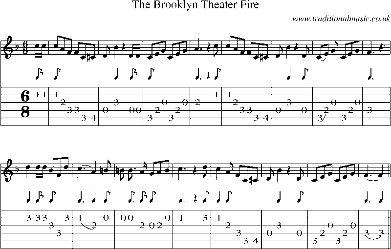 Guitar Tab and Sheet Music for The Brooklyn Theater Fire
