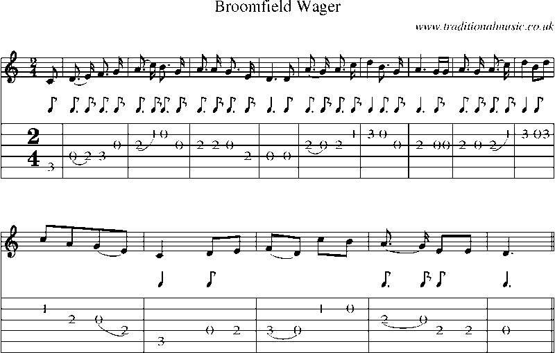 Guitar Tab and Sheet Music for The Broomfield Wager