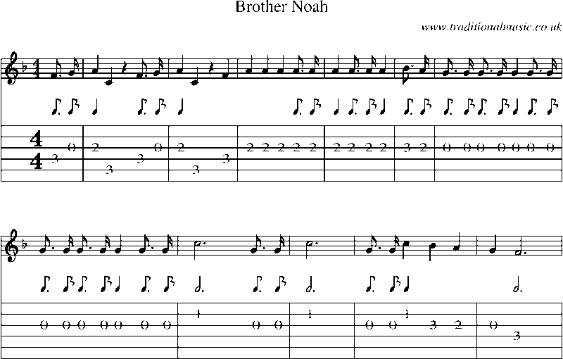 Guitar Tab and Sheet Music for Brother Noah