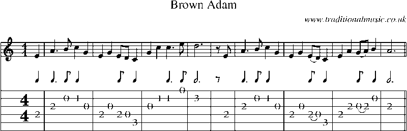 Guitar Tab and Sheet Music for Brown Adam