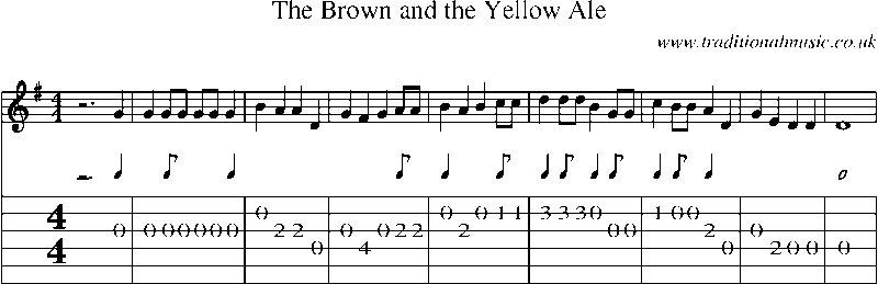 Guitar Tab and Sheet Music for The Brown And The Yellow Ale