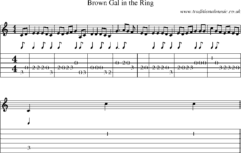 Guitar Tab and Sheet Music for Brown Gal In The Ring