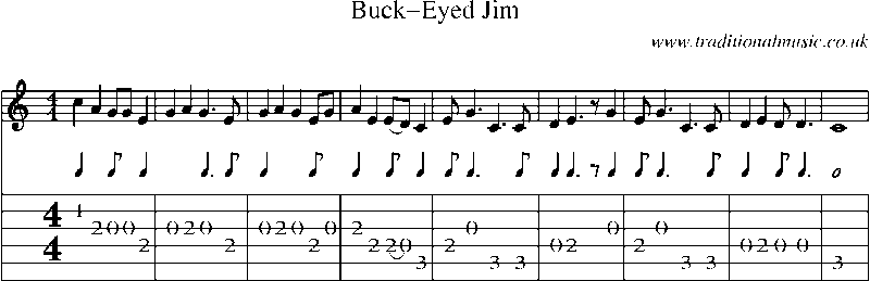 Guitar Tab and Sheet Music for Buck-eyed Jim