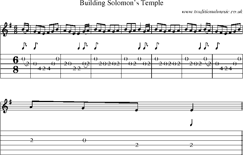 Guitar Tab and Sheet Music for Building Solomon's Temple