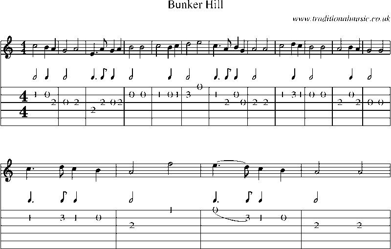 Guitar Tab and Sheet Music for Bunker Hill