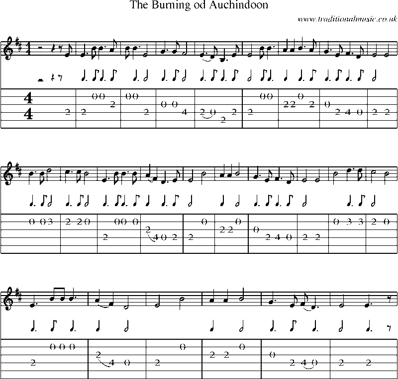 Guitar Tab and Sheet Music for The Burning Od Auchindoon