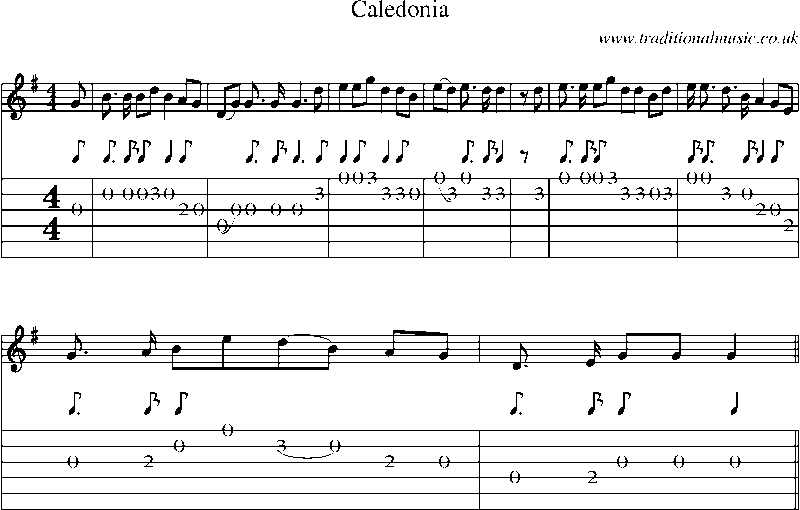 Guitar Tab and Sheet Music for Caledonia(1)