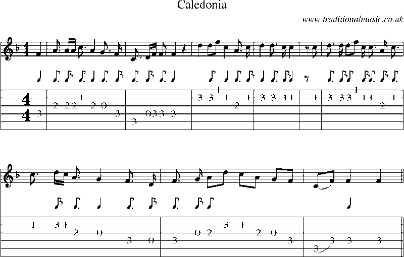 Guitar Tab and Sheet Music for Caledonia
