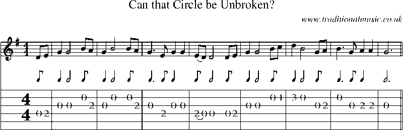 Guitar Tab and Sheet Music for Can That Circle Be Unbroken?