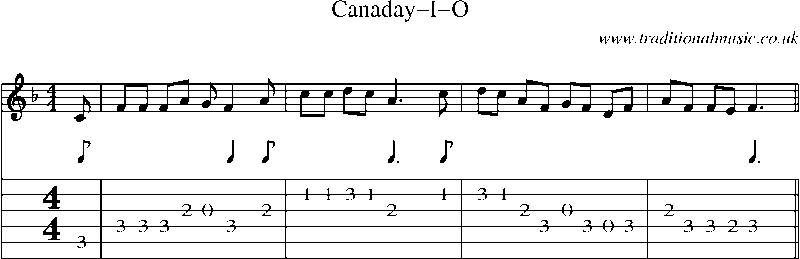 Guitar Tab and Sheet Music for Canaday-i-o(1)