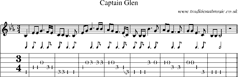 Guitar Tab and Sheet Music for Captain Glen