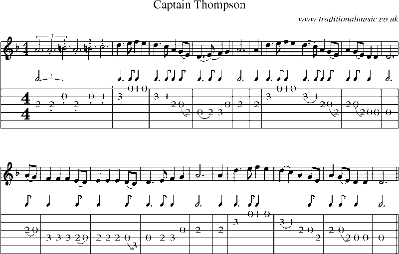 Guitar Tab and Sheet Music for Captain Thompson