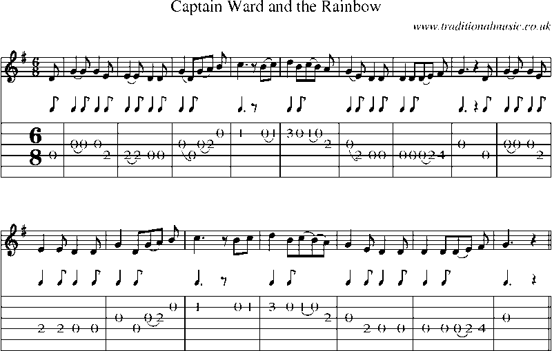 Guitar Tab and Sheet Music for Captain Ward And The Rainbow