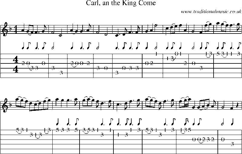 Guitar Tab and Sheet Music for Carl, An The King Come