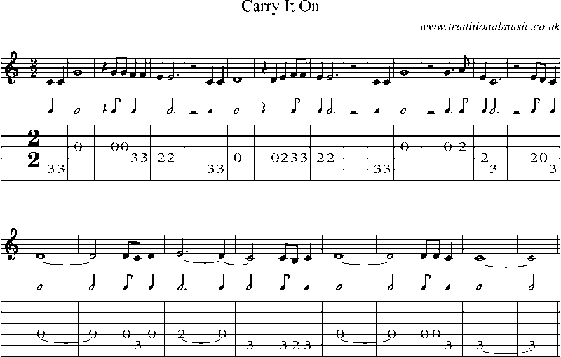Guitar Tab and Sheet Music for Carry It On