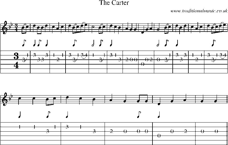 Guitar Tab and Sheet Music for The Carter