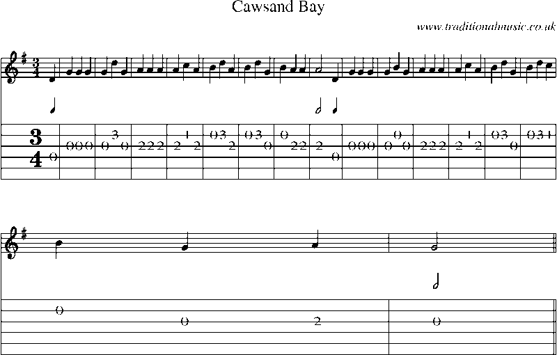 Guitar Tab and Sheet Music for Cawsand Bay