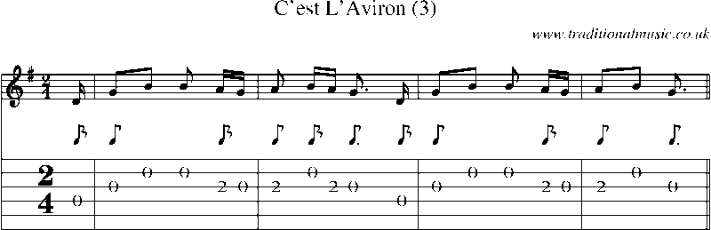Guitar Tab and Sheet Music for C'est L'aviron (3)