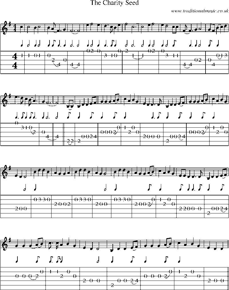 Guitar Tab and Sheet Music for The Charity Seed