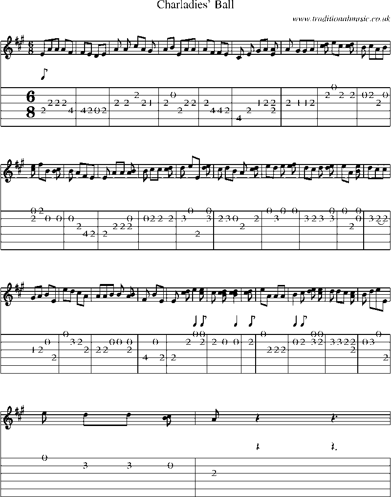 Guitar Tab and Sheet Music for Charladies' Ball