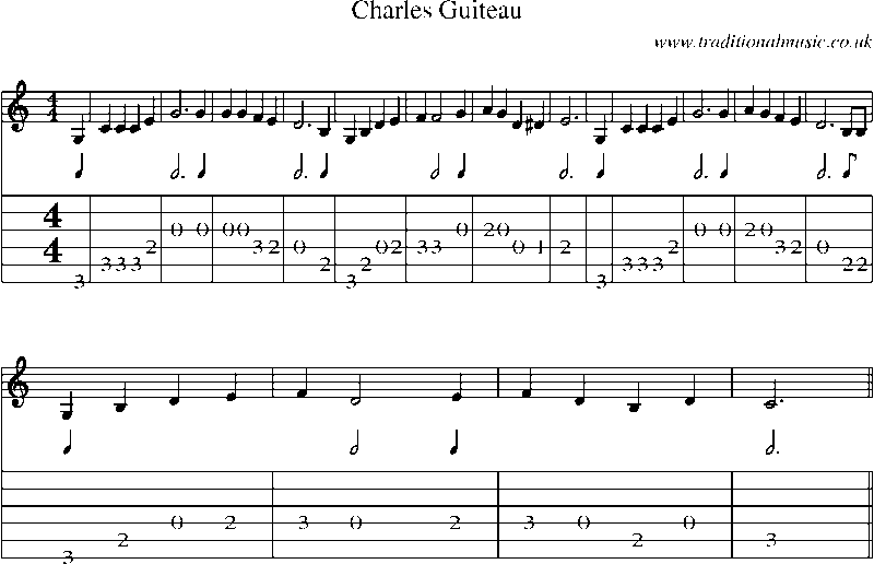 Guitar Tab and Sheet Music for Charles Guiteau(1)