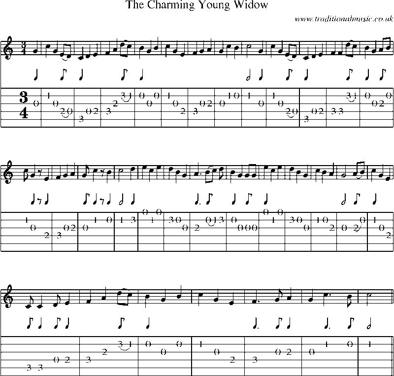 Guitar Tab and Sheet Music for The Charming Young Widow