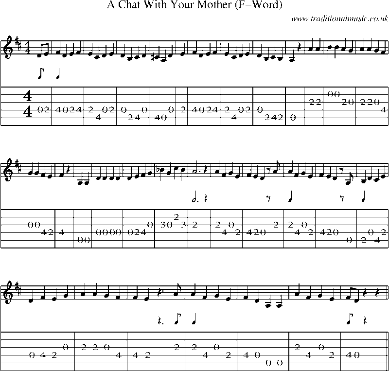 Guitar Tab and Sheet Music for A Chat With Your Mother (f-word)