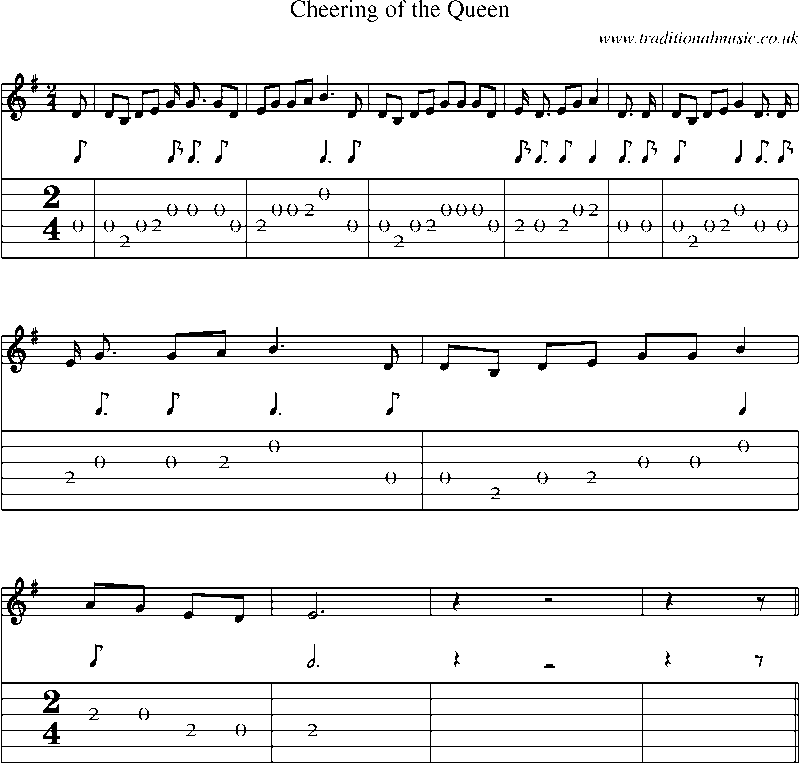Guitar Tab and Sheet Music for Cheering Of The Queen