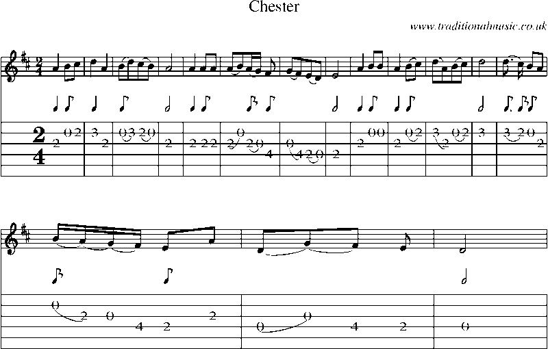 Guitar Tab and Sheet Music for Chester