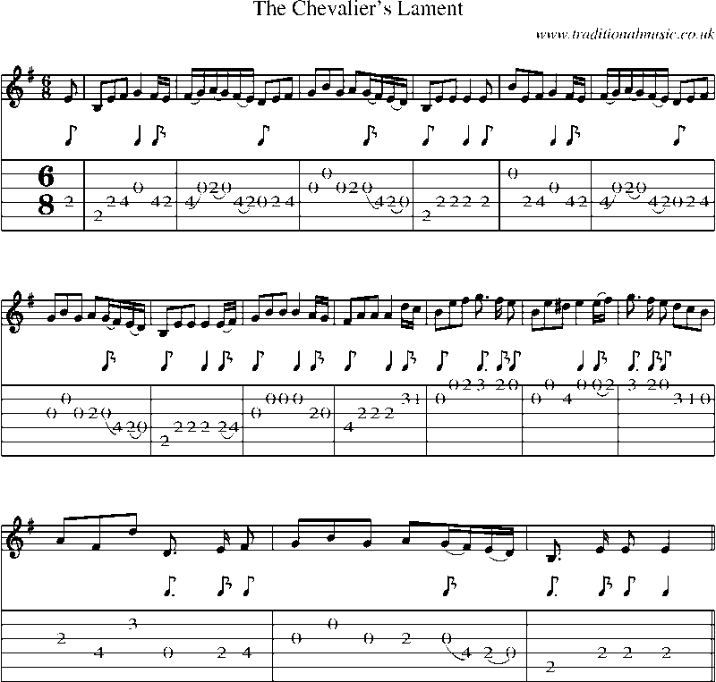 Guitar Tab and Sheet Music for The Chevalier's Lament