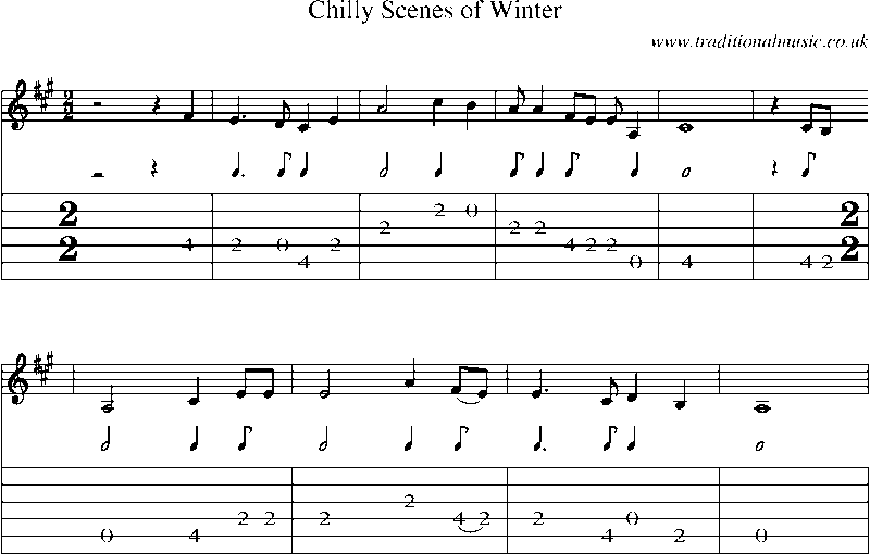Guitar Tab and Sheet Music for Chilly Scenes Of Winter