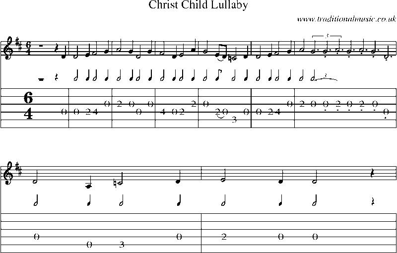Guitar Tab and Sheet Music for Christ Child Lullaby