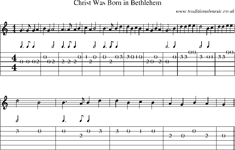 Guitar Tab and Sheet Music for Christ Was Born In Bethlehem