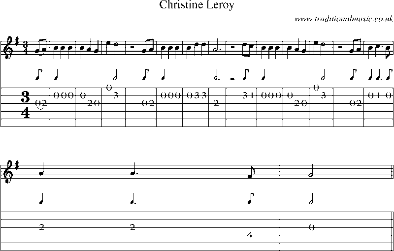 Guitar Tab and Sheet Music for Christine Leroy