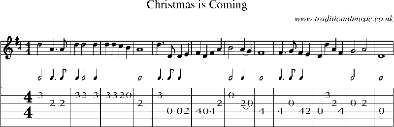 Guitar Tab and Sheet Music for Christmas Is Coming