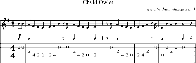 Guitar Tab and Sheet Music for Chyld Owlet