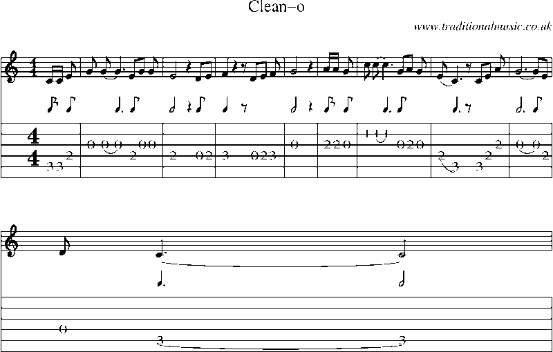 Guitar Tab and Sheet Music for Clean-o