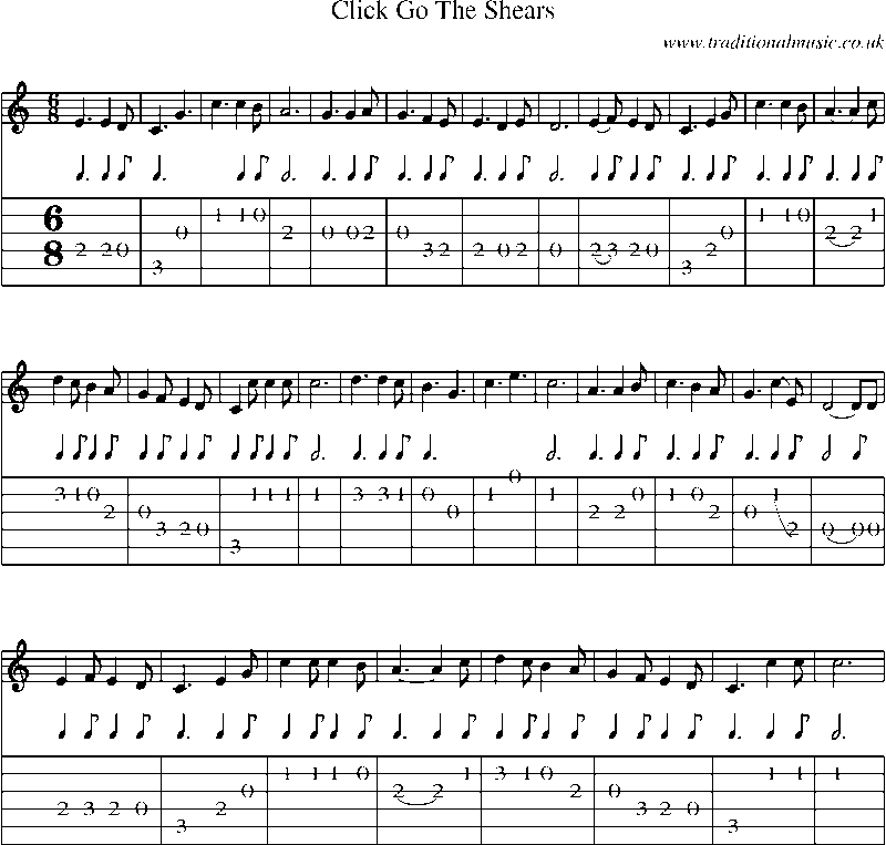 Guitar Tab and Sheet Music for Click Go The Shears