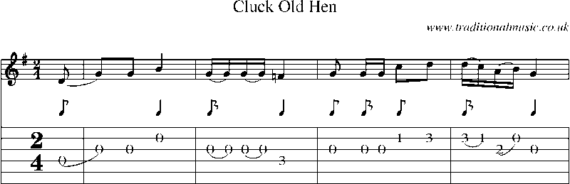 Guitar Tab and Sheet Music for Cluck Old Hen