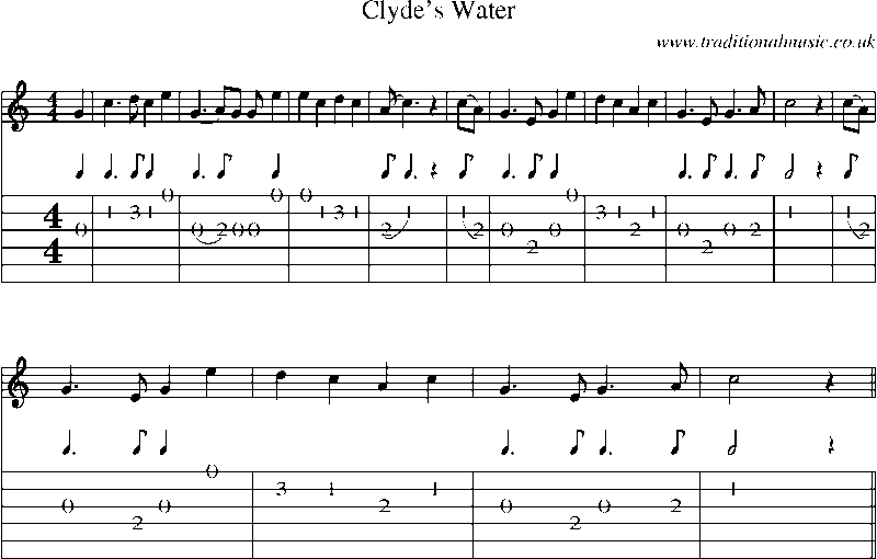 Guitar Tab and Sheet Music for Clyde's Water
