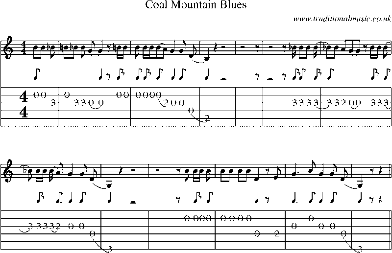 Guitar Tab and Sheet Music for Coal Mountain Blues