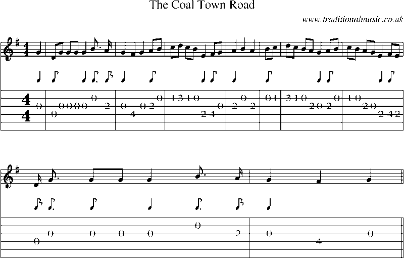 Guitar Tab and Sheet Music for The Coal Town Road