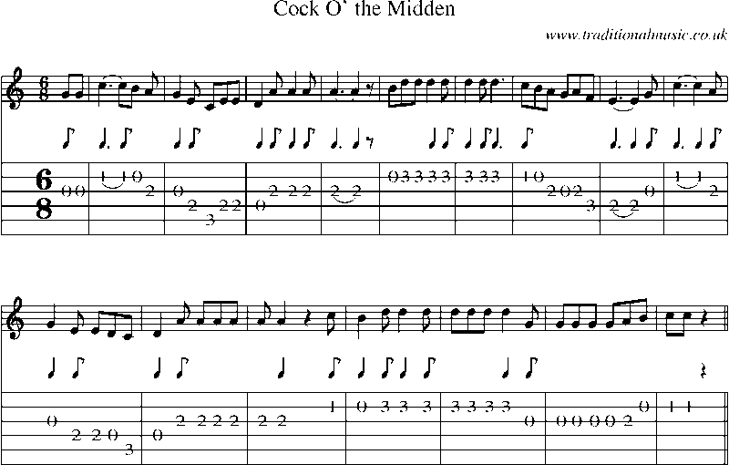 Guitar Tab and Sheet Music for Cock O' The Midden