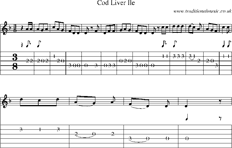 Guitar Tab and Sheet Music for Cod Liver Ile