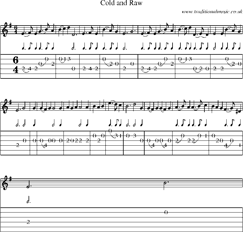 Guitar Tab and Sheet Music for Cold And Raw