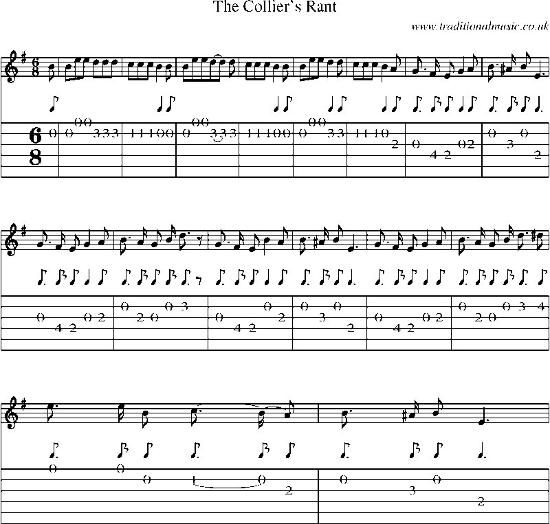 Guitar Tab and Sheet Music for The Collier's Rant