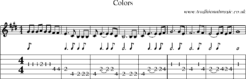 Guitar Tab and Sheet Music for Colors